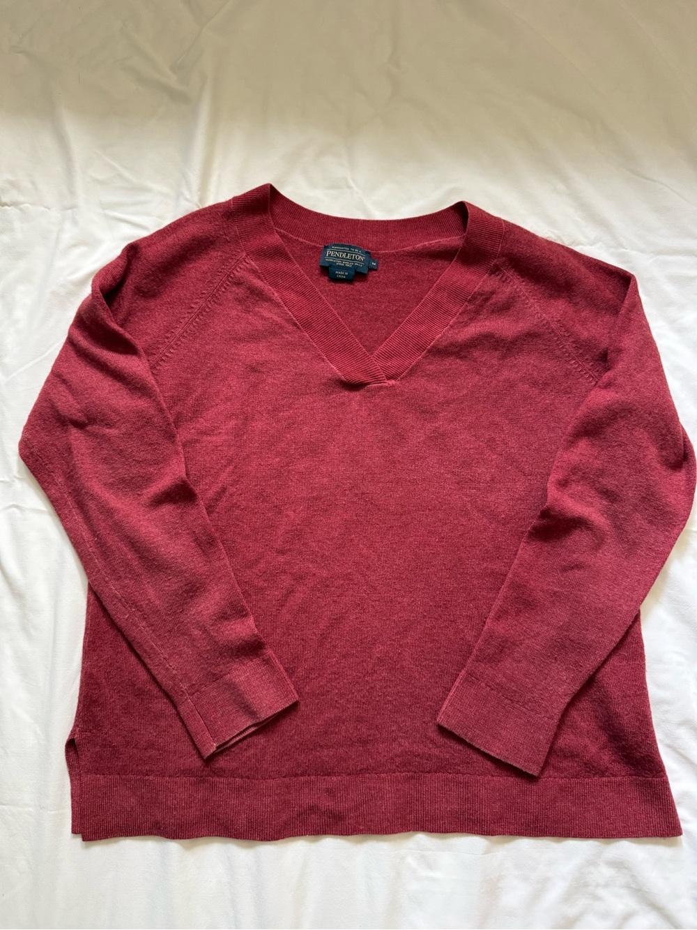 Pendleton Women's V-Neck Sweater in Deep Burgundy